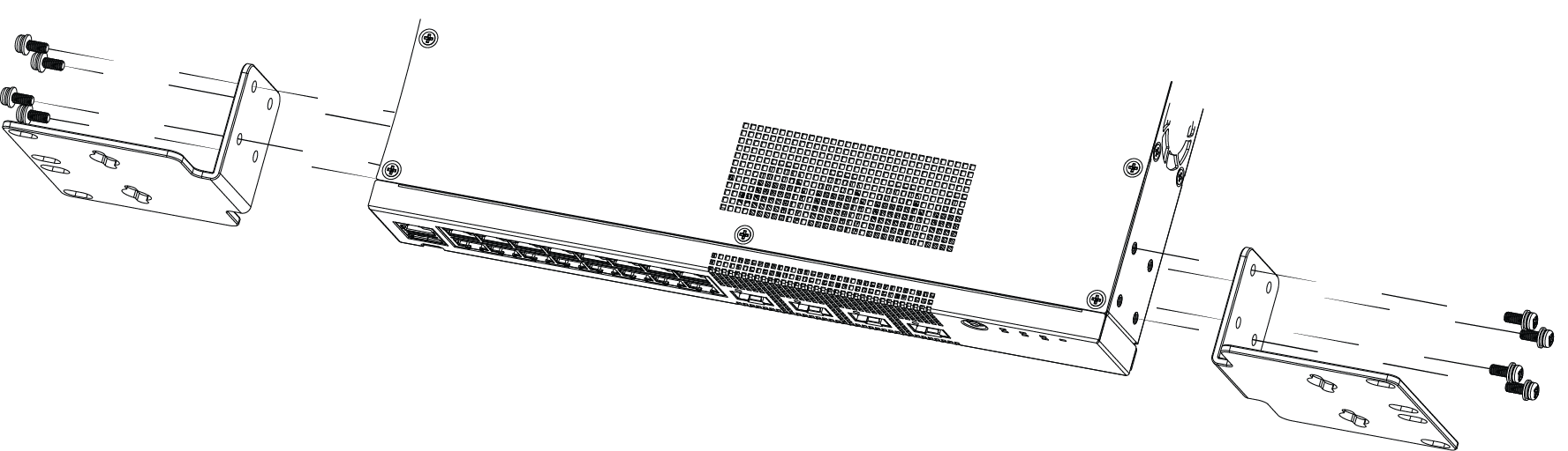Attaching larger mounting ears to 5320-16P models for a flush-mount