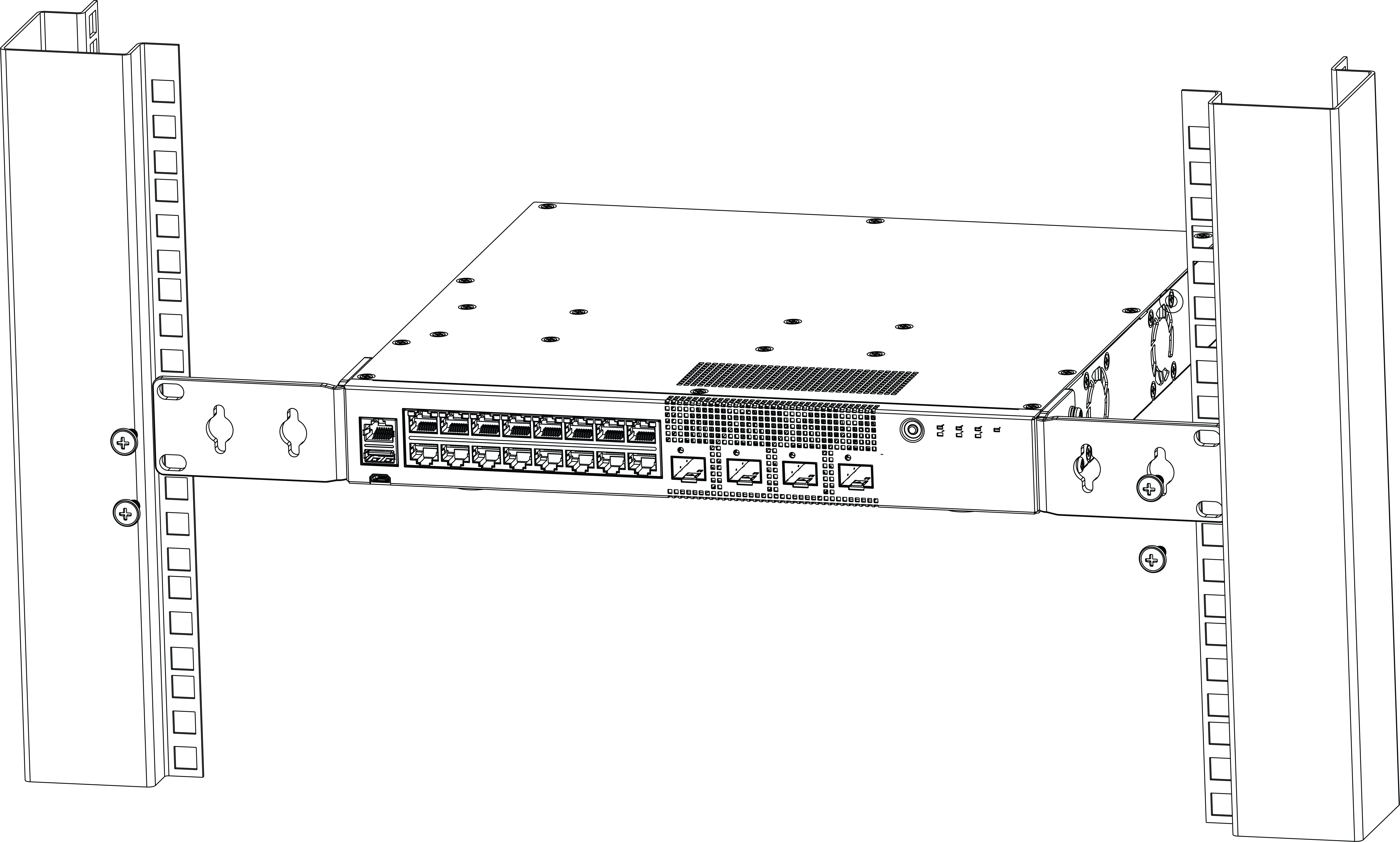 Flush-Mount: Mounting in a Two- or Four-Post Rack for 5320-16P-4XE and 5320-16P-4XE-DC switches