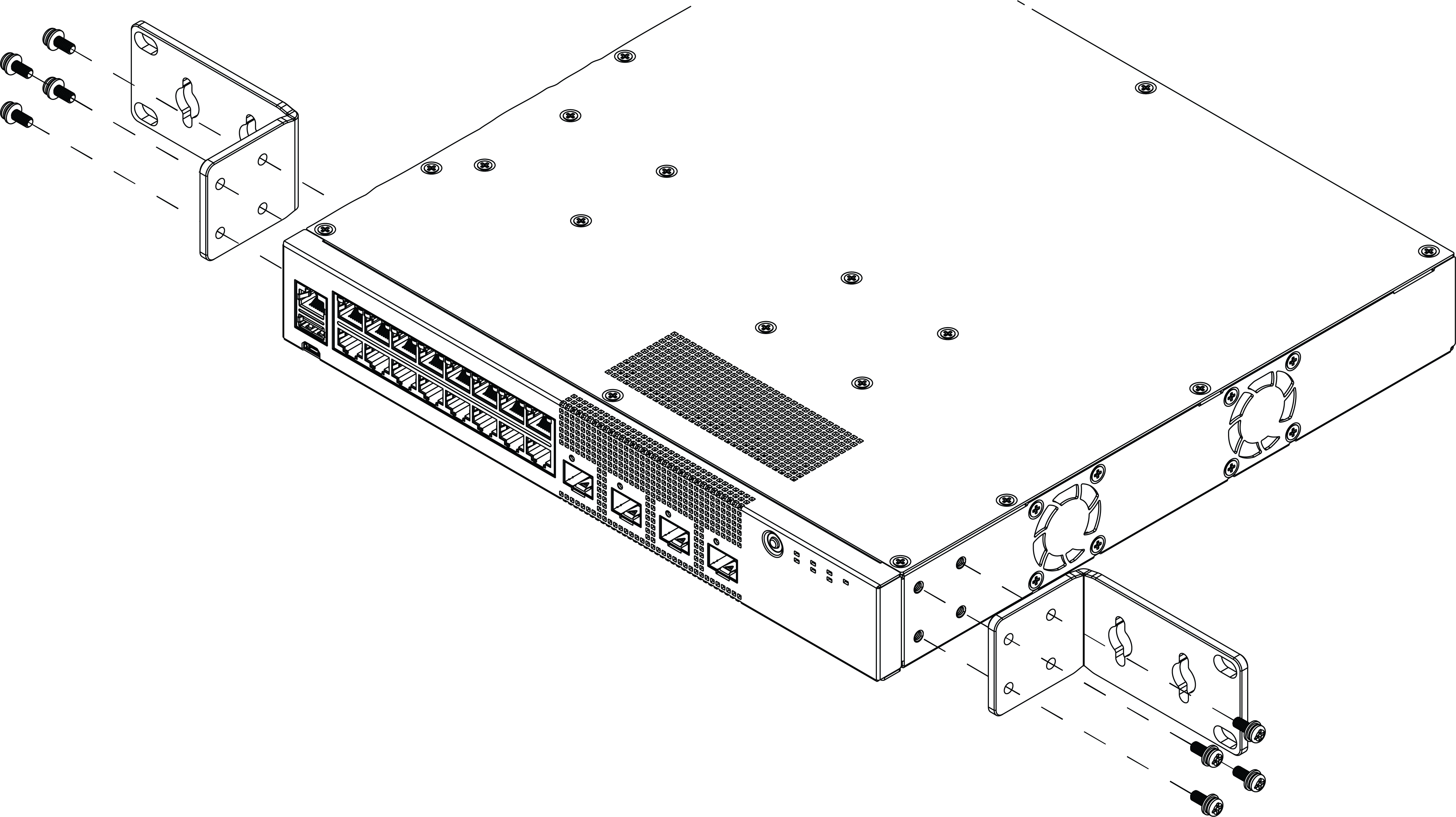 Mid-Mount: Attaching 1U mounting ears to 5320-16P models