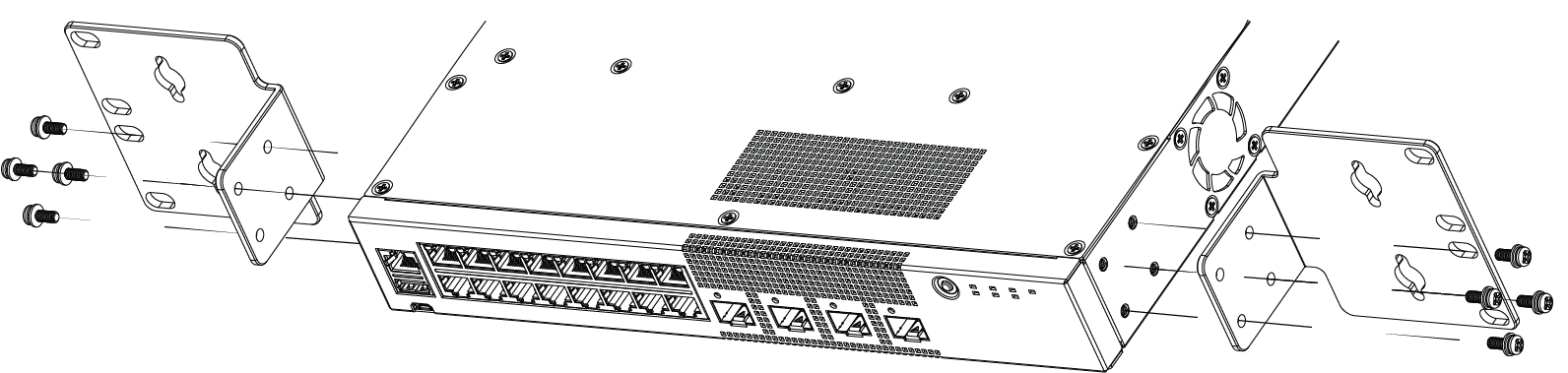 Attaching longer mounting ears to 5320-16P models for a mid-mount