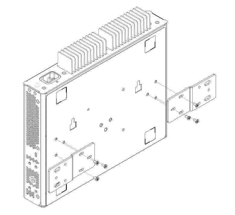 Attaching mounting ears to 5320-16P-2MXT-2X