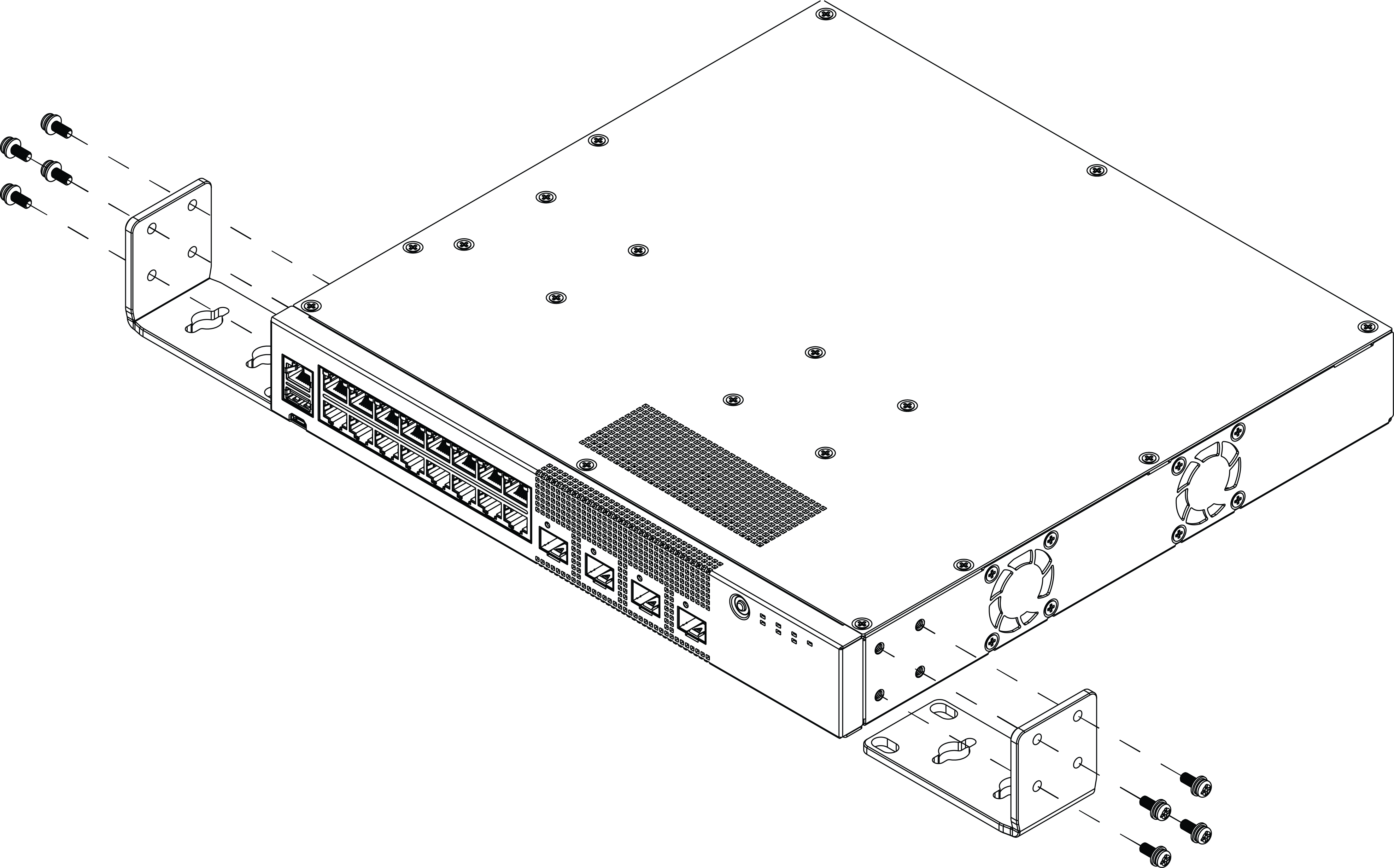 Alternate method of attaching 1U mounting ears