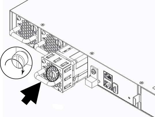 Installing fan module with arrow and screw direction
