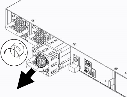 Removing fan module with arrow and unscrew direction Removing fan module with arrow and unscrew direction