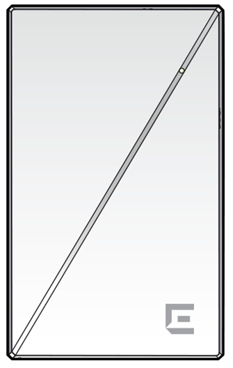 Rectangular vertical view of the AP302W access point with the Extreme Networks 'E' logo on the right hand bottom corner of the access point.