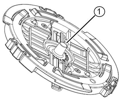 Image of the AH-ACC-BKT-AX-IL accessory highlighting the circular tip that aligns with the depression in the back of the access point.