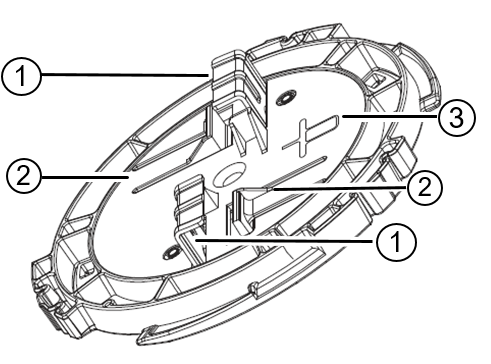 Image of the AH-ACC-BKT-AX-IL accessory highlighting the ceiling hinges, white tab clip, and the artwork for the ceiling rail type.