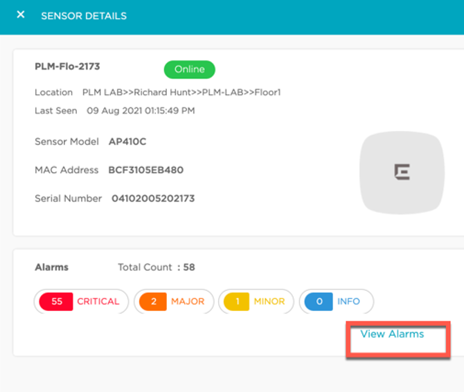 Sensor Details window