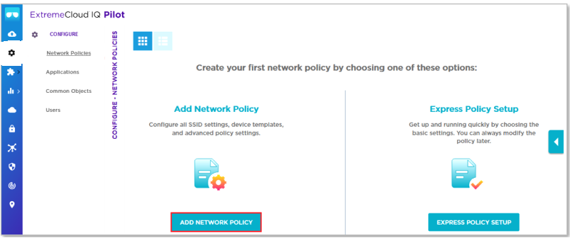 Add the Network Policy Screen