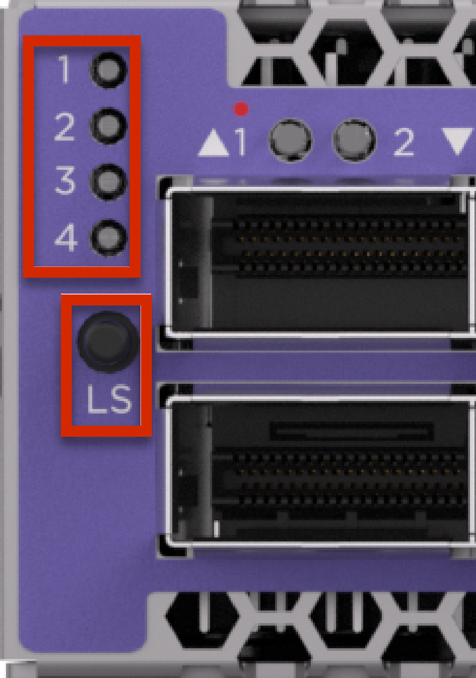 Location of the QSFP28 Port LEDs Location of the QSFP28 Port LEDs