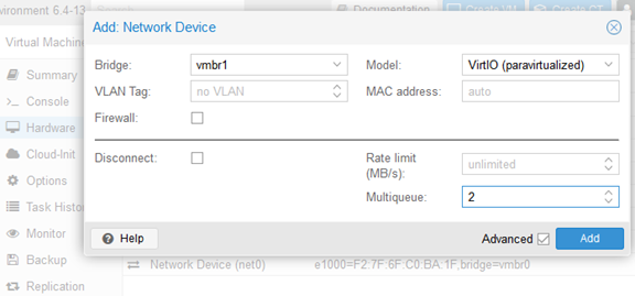 Add network device options.