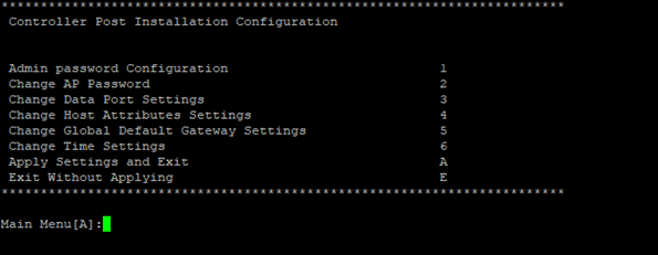Post installation configuration menu CLI window