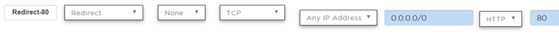 Example of a redirection rule that redirects HTTP traffic from Port 80.