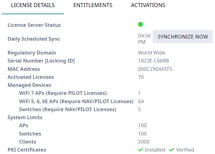 License Details Tab