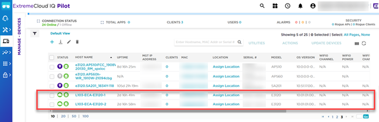 Controllers in Managed Devices List Controllers in Managed Devices List
