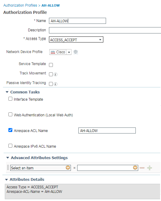 Allow Authorization Profile on a Cisco&reg; ISE server