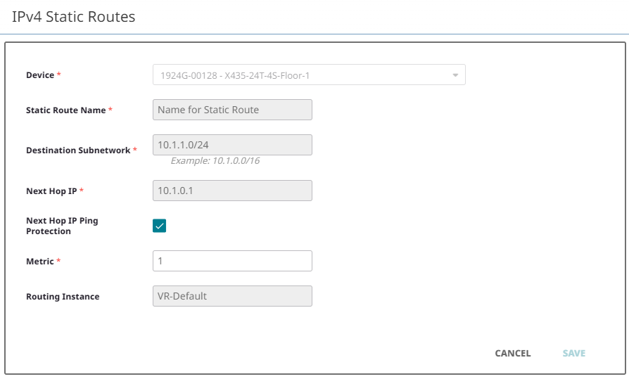 IPv4 Static Routes