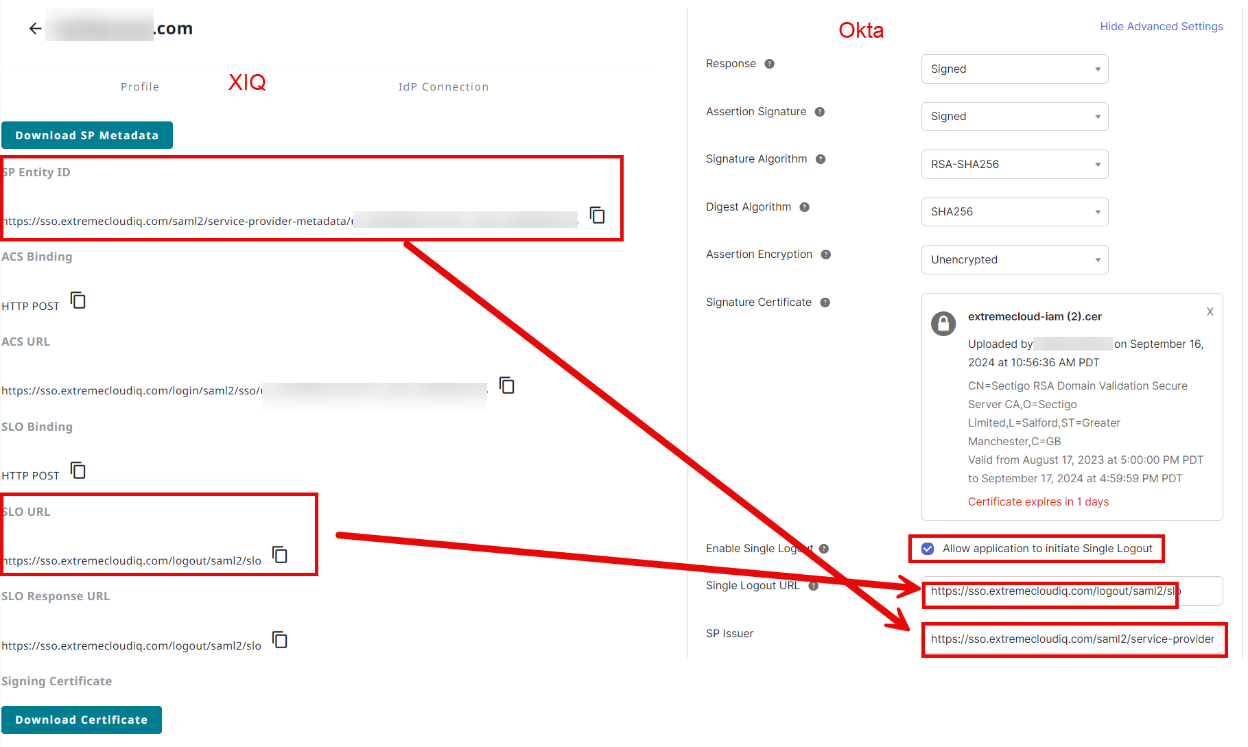 Okta - Single Logout Setting Definition