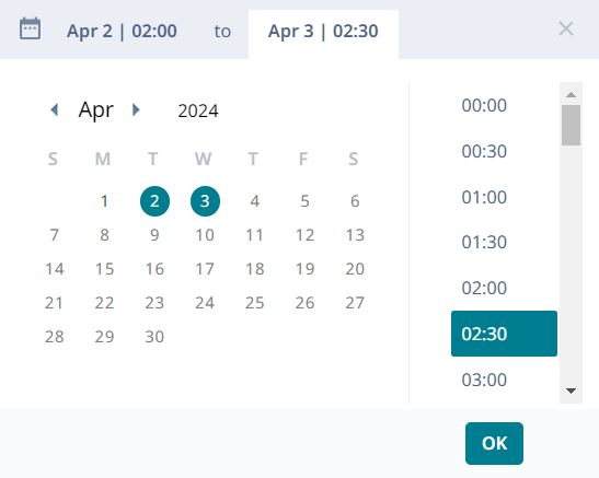 Time Range Calendar