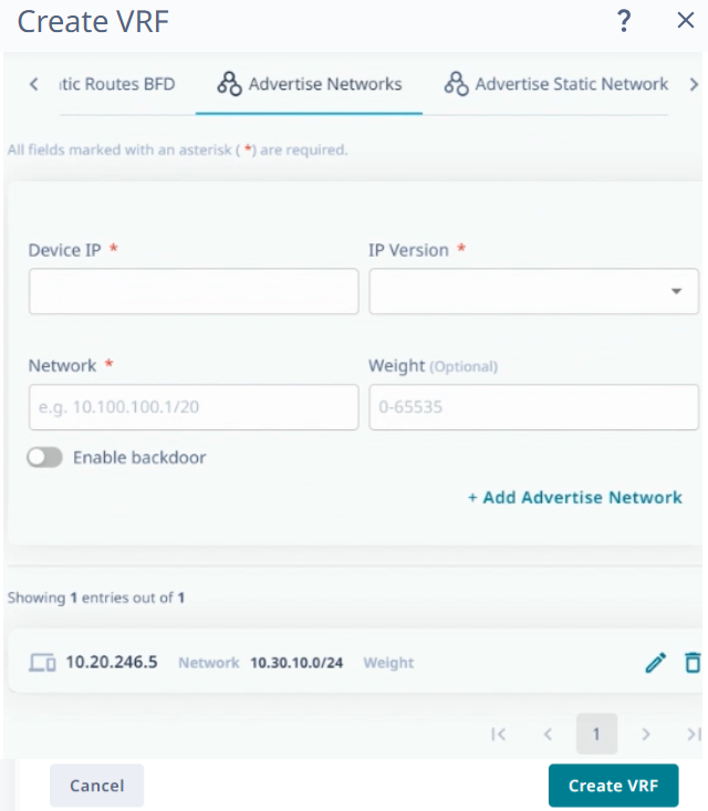 Add advertise network tab