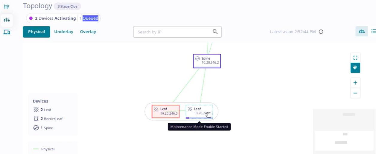 Firmware upgrade status in the topology