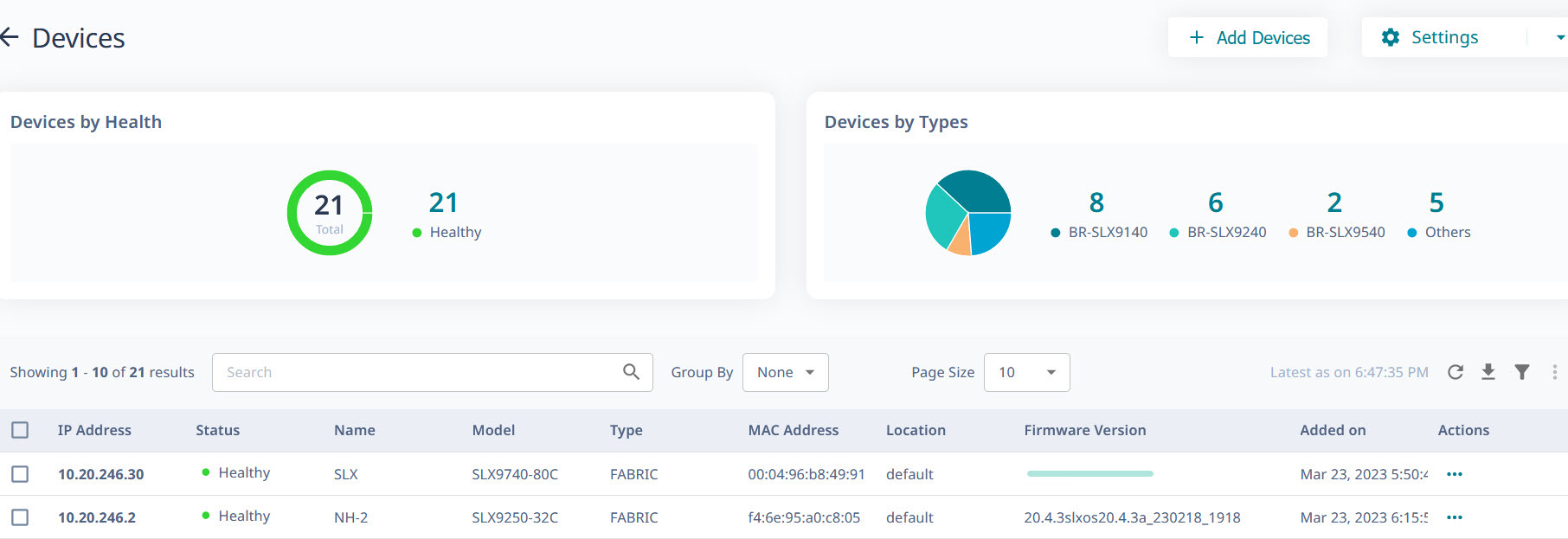 Device firmware upgrade status 