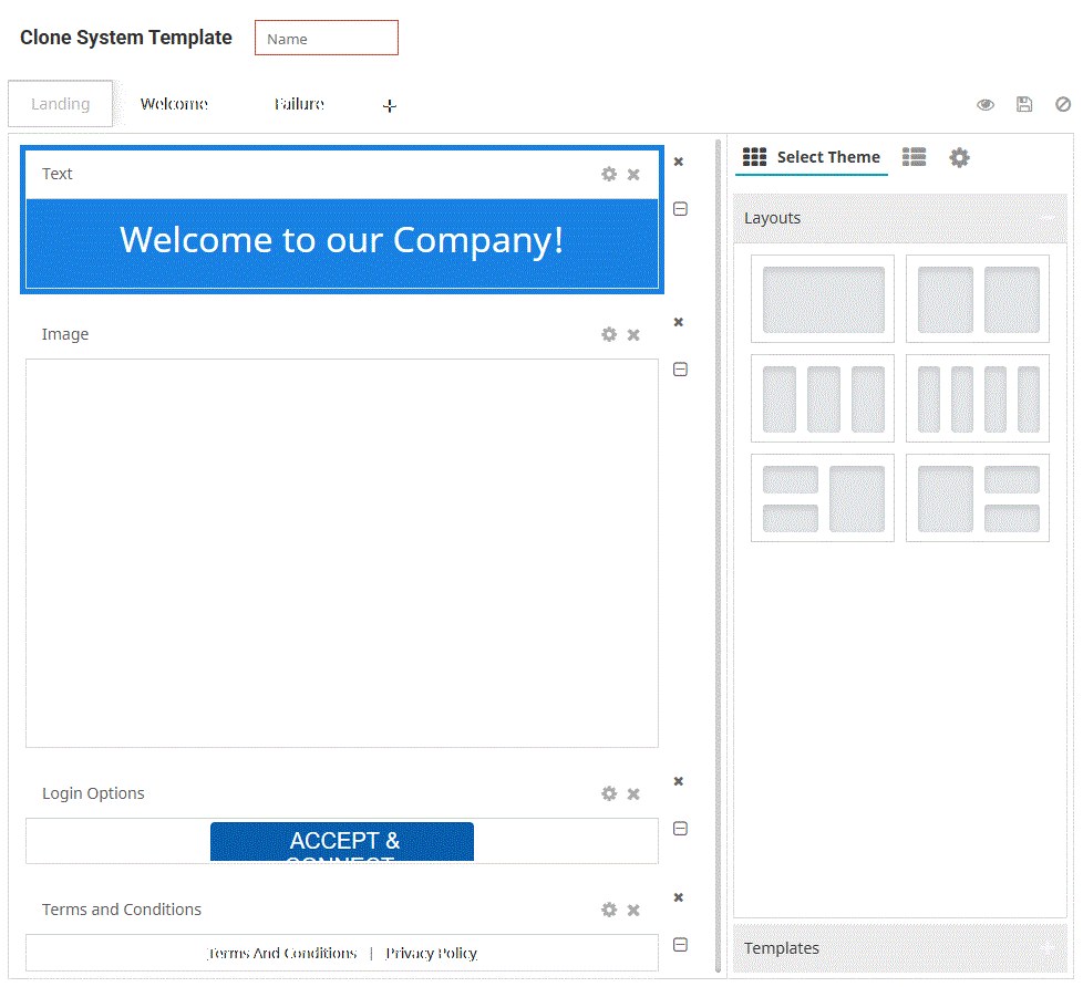 Clone System Template Screen