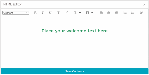 Create Splash Template - HTML Widget - HTML Editor