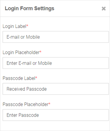 Create Splash Template - Login Form Settings Panel