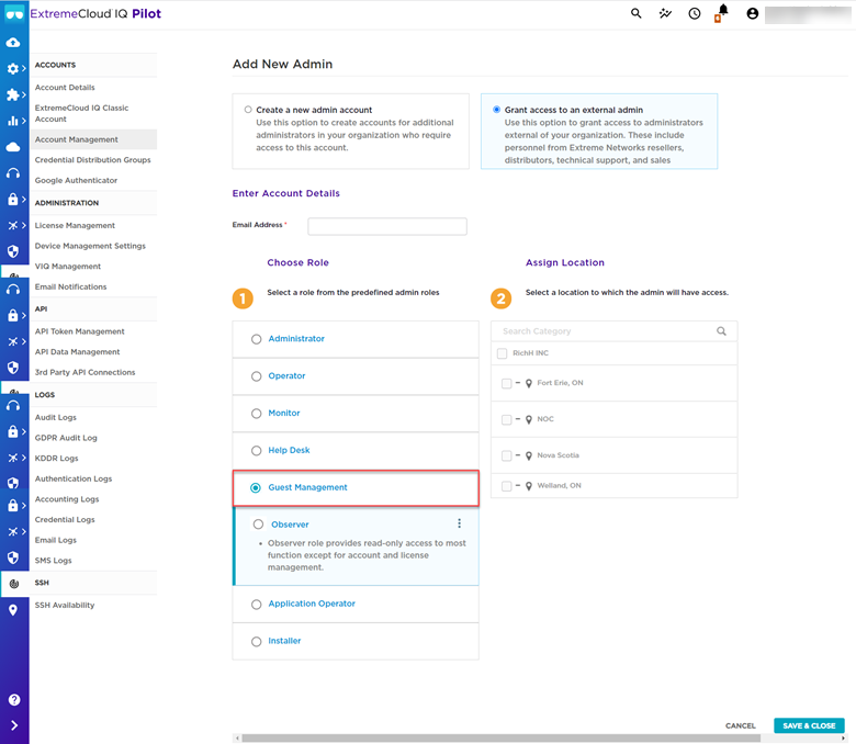 Adding New Admin Guest Management Role