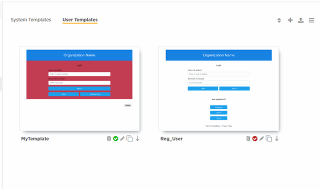 Splash Template - User Templates Screen