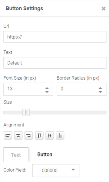 Create Splash Template - Button Settings Panel