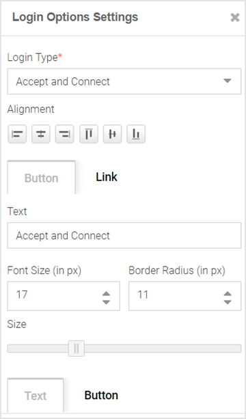 Create Splash Template - Login Options Settings Panel