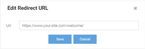 Create Splash Template - Edit Redirect URL Box