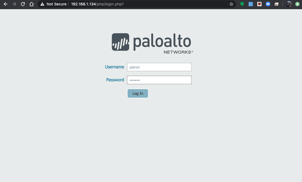 Palo Alto Firewall Logon Window