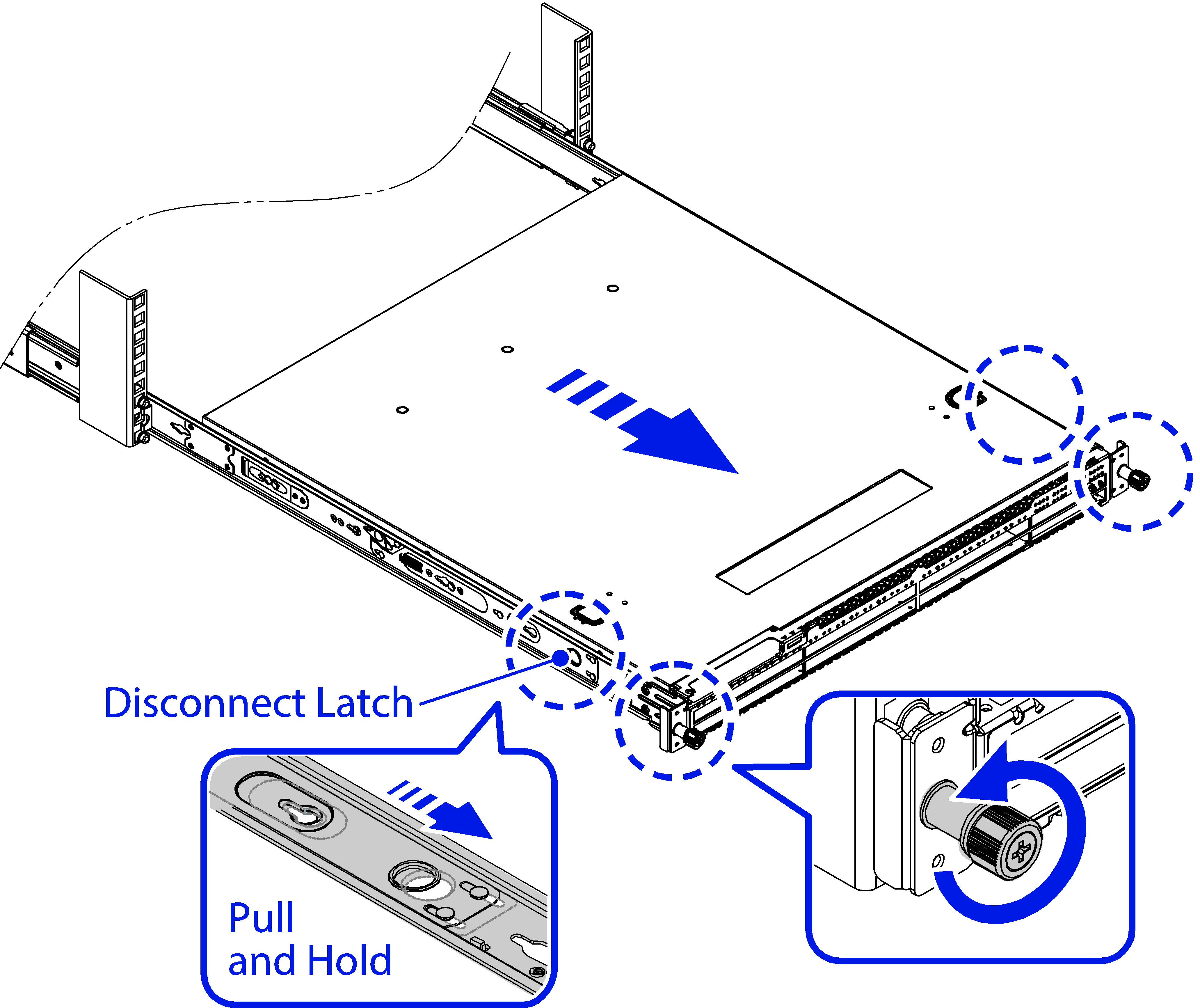 Disconnect latch for remova