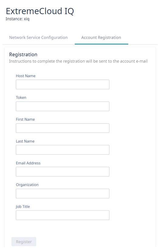 ExtremeCloud IQ Account Registration Form
