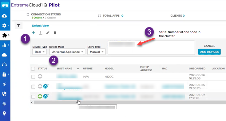Adding a cluster to ExtremeCloud IQ