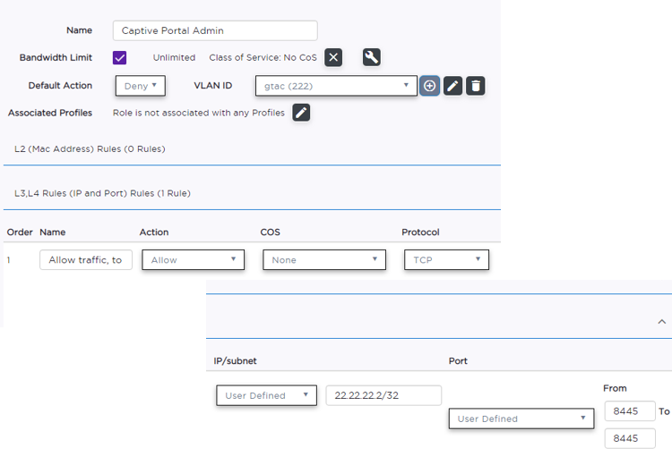 Admin Access Policy Rule Configured for Port 8445