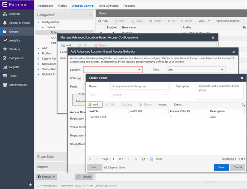 Create Location Group for Extreme Campus Controller