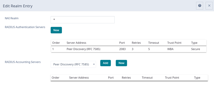 Example of a realm configuration for Dynamic Discovery.