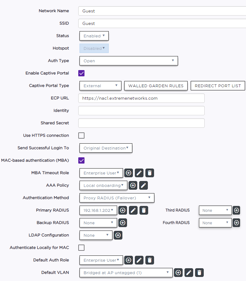 Network Settings on Controller