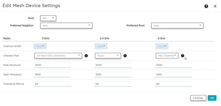 Configuration Profile with Mesh point configured on both radios