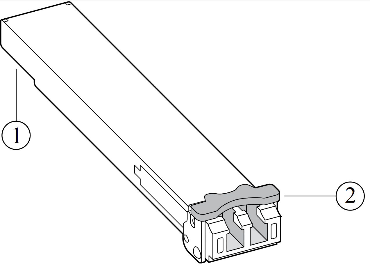 XFP module, showing card edge connector and handle