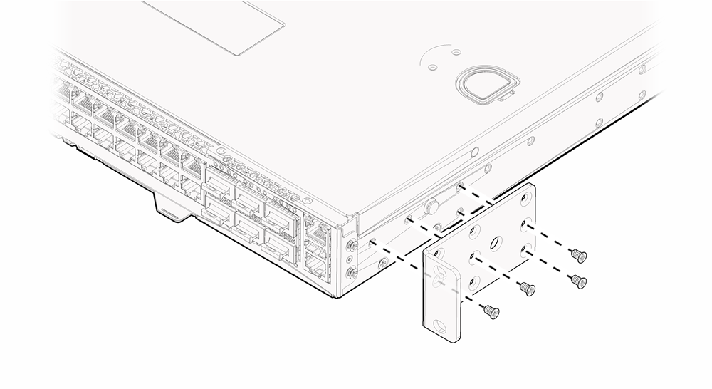 Attaching a Short Mounting Bracket (Ear): Front of Switch