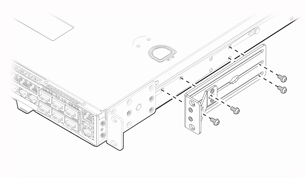 Attaching a Long Mounting Bracket: Front of Switch