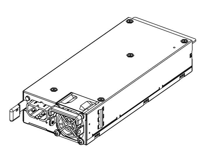 750 W DC power supply unit with label facing up