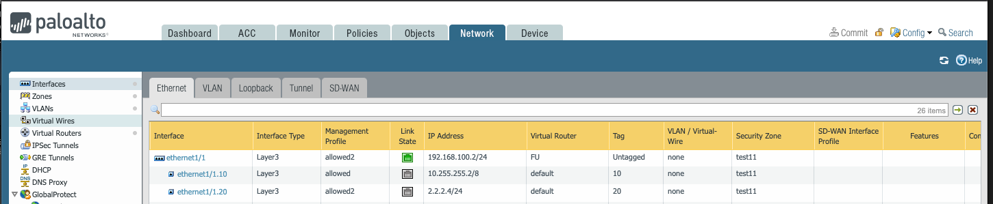 Palo Alto Firewall Interface Management Profile Window for X695