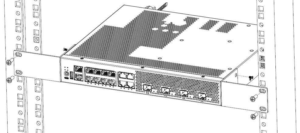 Flush-Mount: Mounting in a Two- or Four-Post Rack for models 4220-8X, 4220-4MW-8P-4X, 4220-12P-4X, and 4220-12T-4X