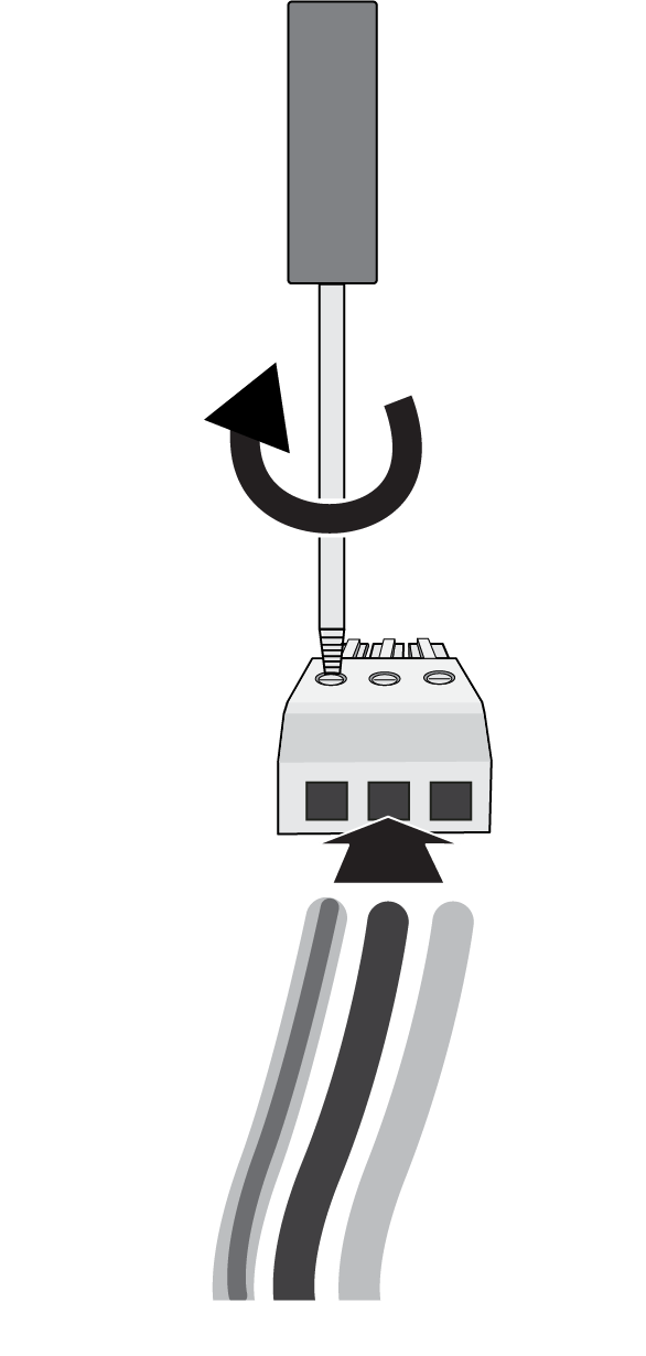 Inserting the cable wires into the DC terminal connector